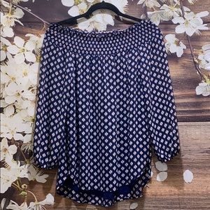 MICHAEL KORS Off Shoulder Print Blouse